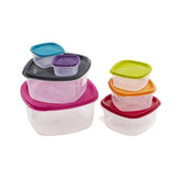 Set 7 caserole multicolore din plastic cu capac Vanora